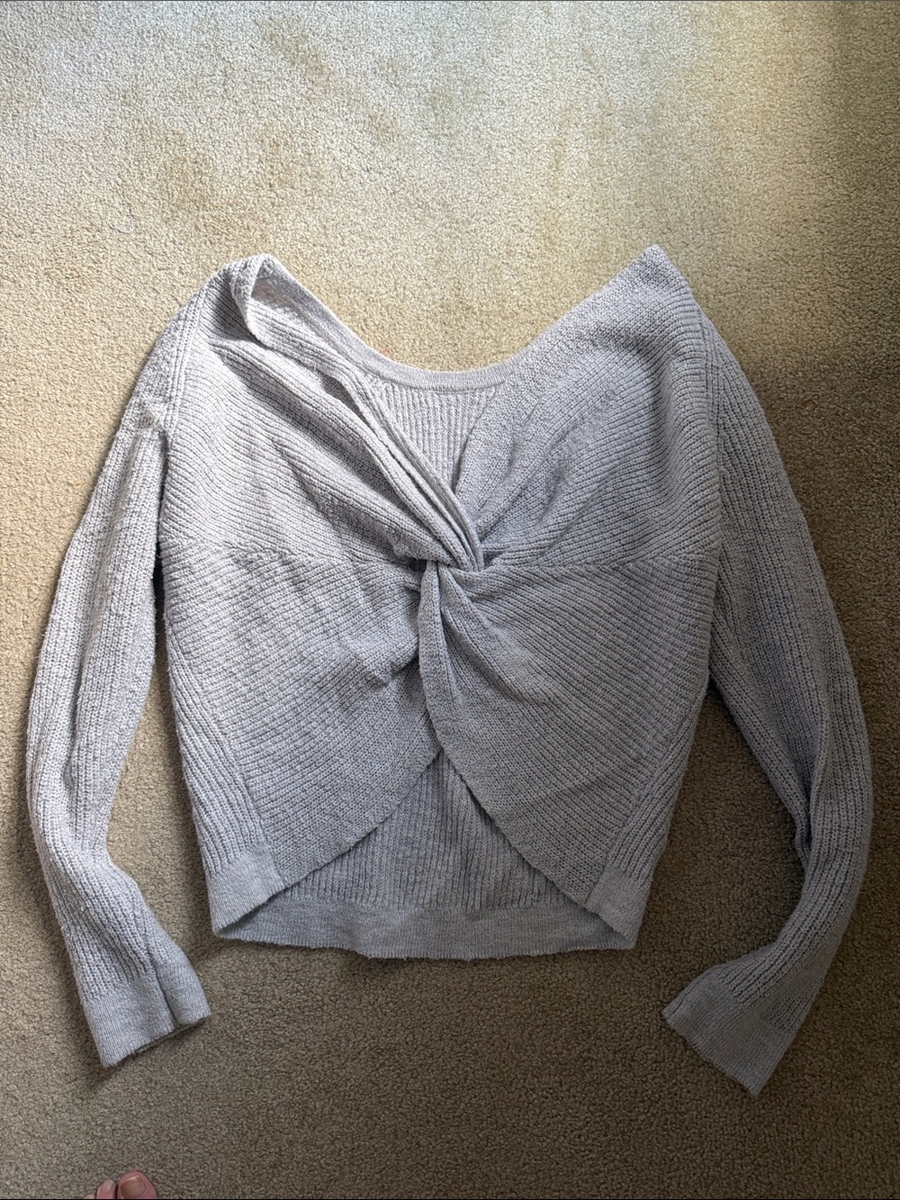aerie Off-the-Shoulder Twist Front Sweater in Light Beige